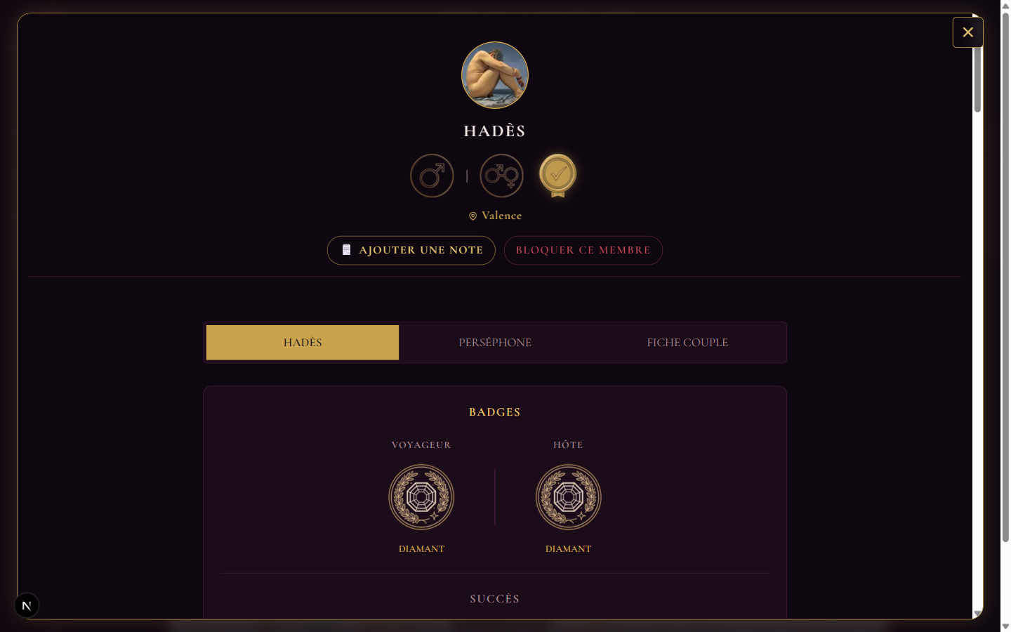Fiche publique d'un membre certifié, avec paliers Diamant